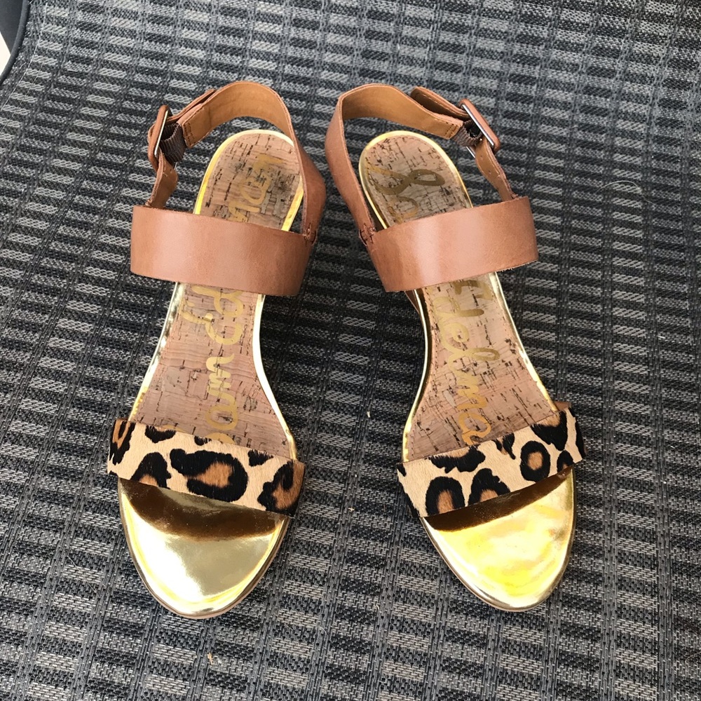 Animal print wedge sandals